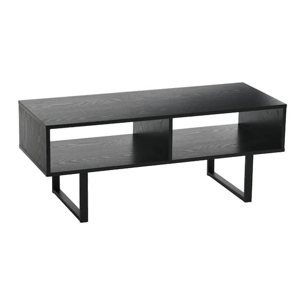 HOUSEHOLD ESSENTIALS Jamestown Media Table, Holds a Maximum 60 in. Television, Rectangular, Black Oak, 15.75" H x 39.37" W x 15.75" D