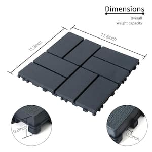 12 in. x 12 in. Gray Square Waterproof Plastic Interlocking Deck Tiles (Set of 44 Tiles)