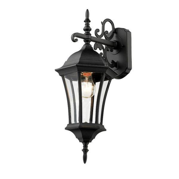 Black Aluminum Dimmable Outdoor Wall Sconce with Clear Glass