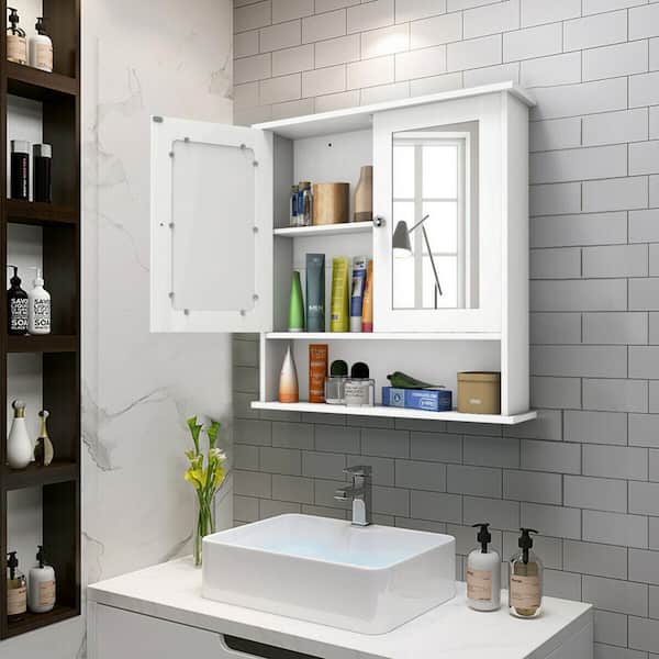 Forclover 22-in x 23-in x 5-in Gray Bathroom Wall Cabinet