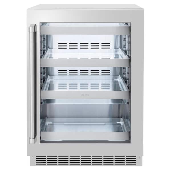 ZLINE Kitchen and Bath Touchstone 24 in. Single Zone 151-Can Beverage Fridge with Glass Door in Stainless Steel