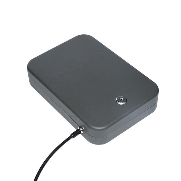 Extra Large 16 Gauge Steel Portable Lock Box Safe with Keyed Lock Access in Black TSA Compliant