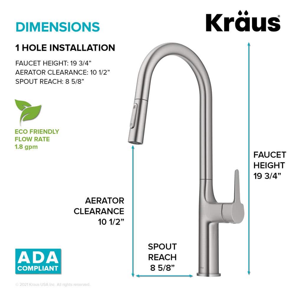 Tall Stainless Steel Pull-Down Kitchen Faucet with Spray