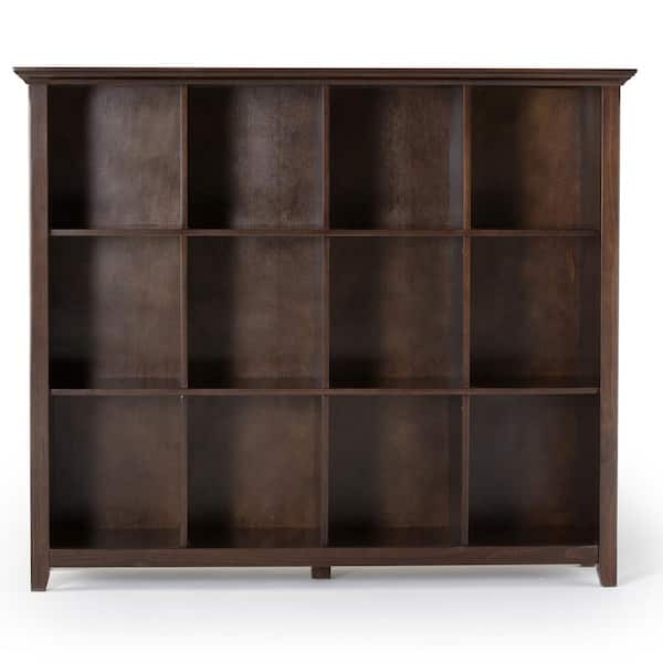 Acadian Solid Wood 48 in. x 57 in. Transitional 12 Cube Storage in Brunette Brown