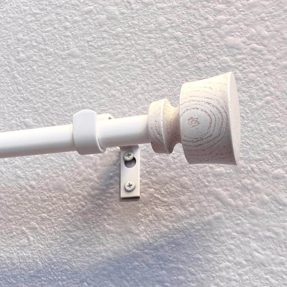Stockton Adjustable Antique White Curtain Rod Set 86-128 Inch