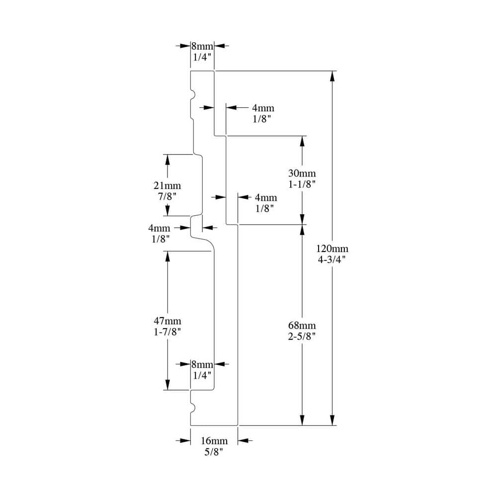 Primed White Polystyrene Baseboard Moulding Set of 16