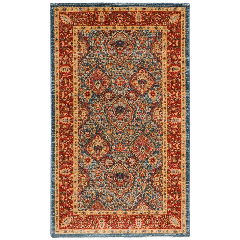 Elegant Ruby Red 36" Round Synthetic Accent Rug