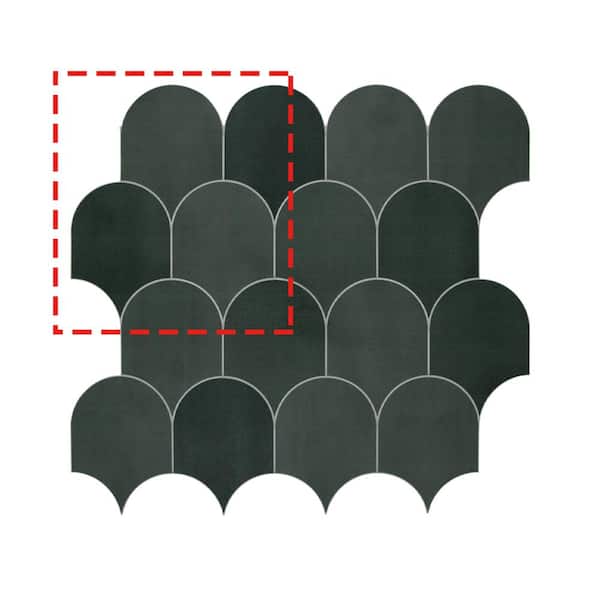 sunwings Fish Scales Green 6 in. x 6 in. Peel and Stick Backsplash Handmade Looks Stone Composite Tile (0.25 sq. ft.)