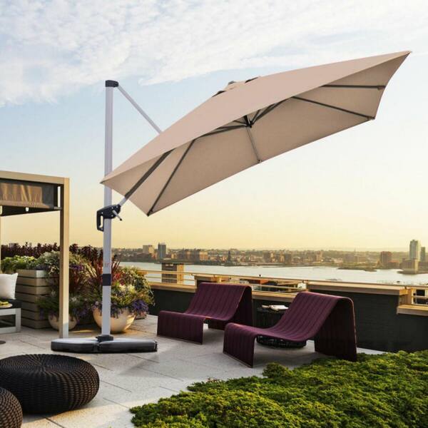 Clihome 10 ft. Aluminum Cantilever 360-Degree Tilt Square