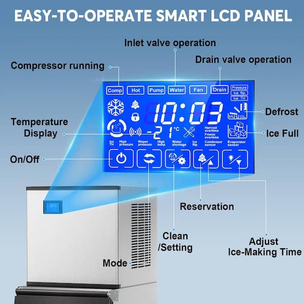 23.2 in. 500 lbs. /24 Hours Split Commercial Ice Maker 2-Packages 182 Ice Cubes/Cycle in Silver 350 lbs. Storage Bin