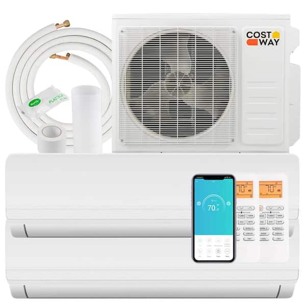 Costway 36K BTU(36000 BTU ASHRAE) 2 Zone 12K 24K BTU 19 SEER2 Mini Split Air Conditioner Work with Alexa