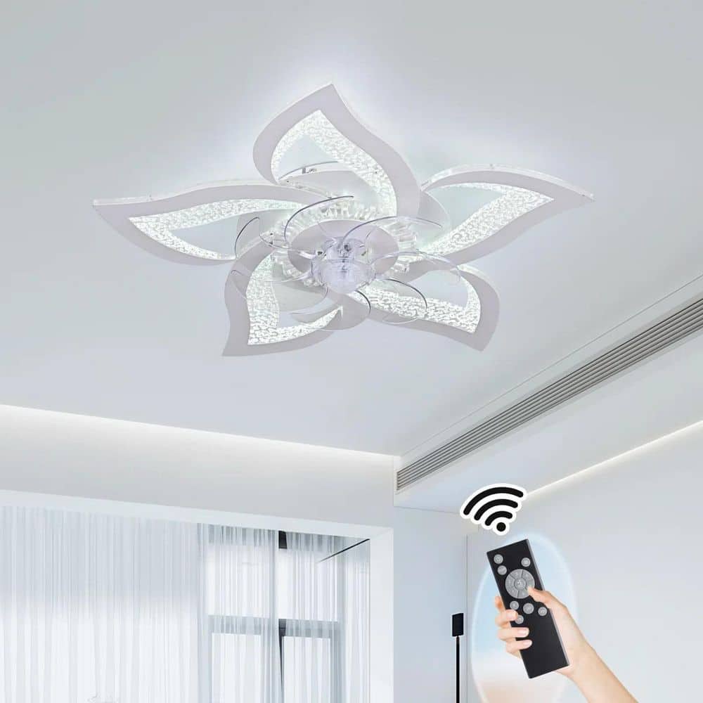 24.6 in. Indoor White Bubble Modern Low Profile Standard Ceiling Fan with Dimmable Integrated LED and Remote Inlcuded price history on PriceWatchPro