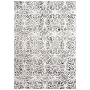 Martha Stewart Isabella Charcoal/Ivory 8 ft. x 10 ft. Abstract Circle Floral Area Rug