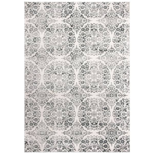 SAFAVIEH Martha Stewart Isabella Charcoal/Ivory 8 ft. x 10 ft. Abstract Circle Floral Area Rug