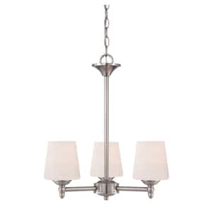Darcy 3-Light Brushed Nickel Chandelier with White Opal Glass Shades For Dining Rooms