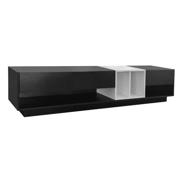 Nestfair Functional 74.8 in. Black TV Cabinet TV Stand Fits TVs up to 80 in. with Versatile Compartment and 3-Drawers