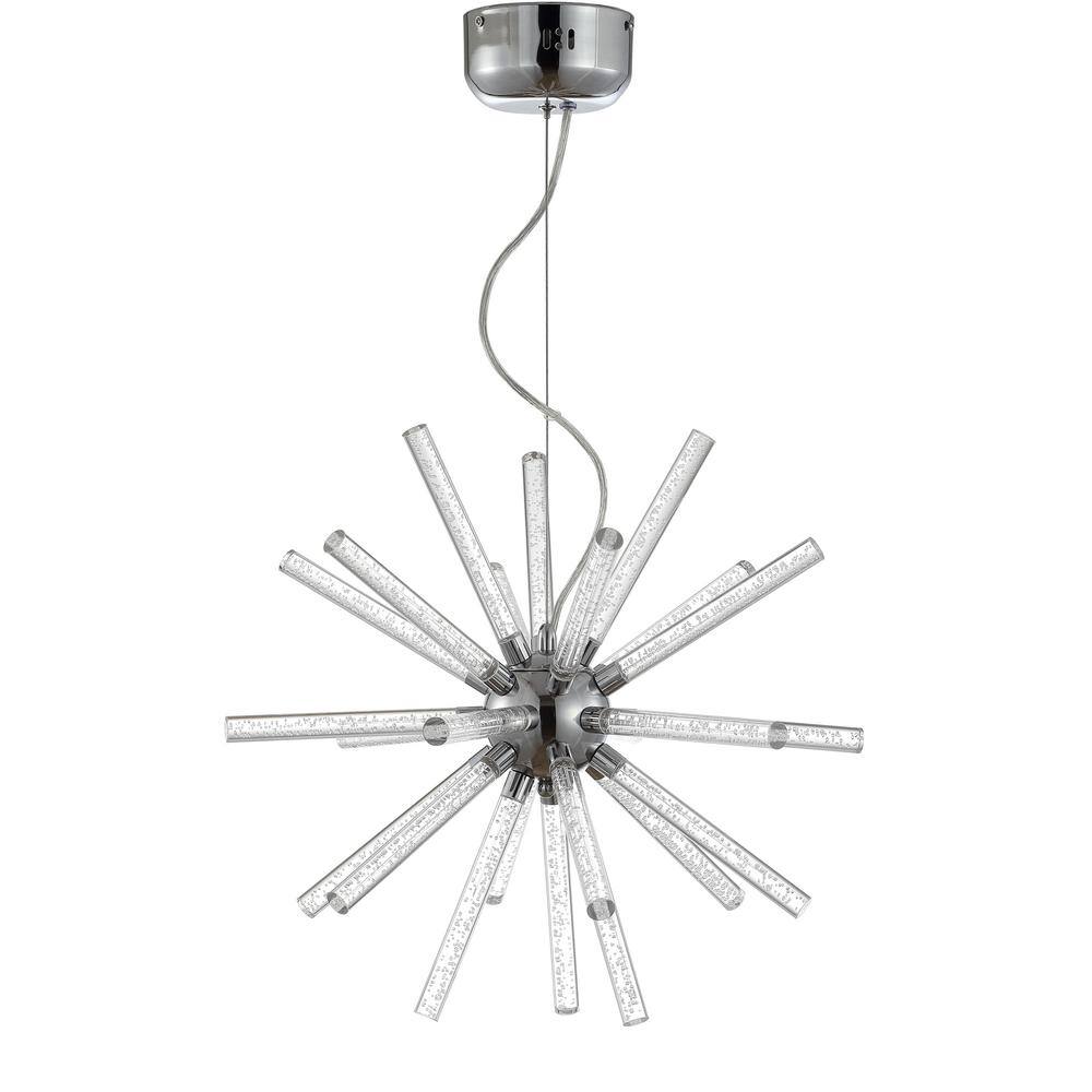 Soyuz 19.5" Chrome Starburst Adjustable LED Pendant Light