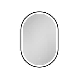 21 in. W x 31 in. H Oval Aluminum Medicine Cabinet with Mirror with 3-Color Temperature LED, Fog Removal Function