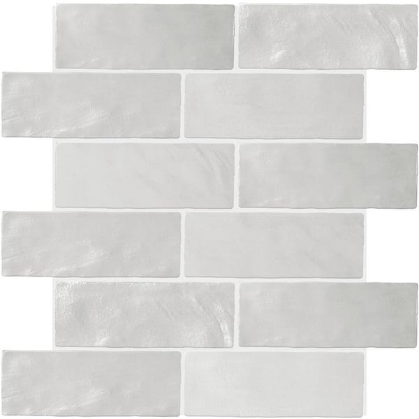 Apollo Tile Gray 2.5 in. x 8 in. Polished Ceramic Subway Mosaic Tile Sample (0.13 sq. ft./Piece)