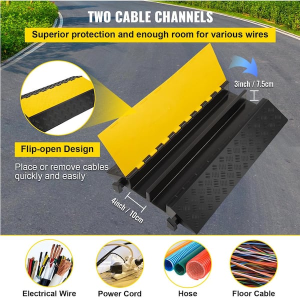 Heavy-Duty 2-Channel Rubber Cable Protector (3.5  Channels)