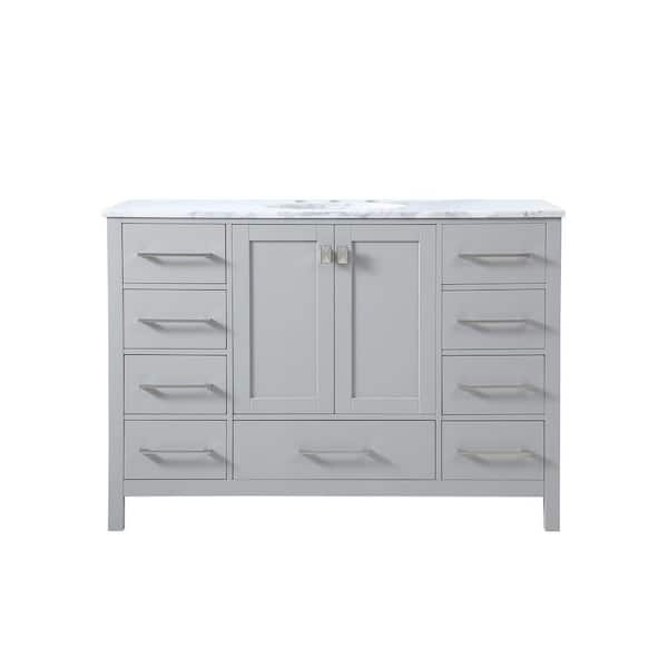 Unbranded Timeless Home 48 in. W x 22 in. D x 34 in. H Single Bathroom Vanity in Gray with Carrara White Marble and White Basin
