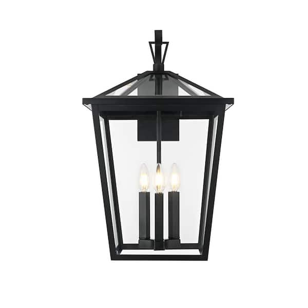 23 in. Black Outdoor Hardwired Wall Sconce with No Bulbs Included