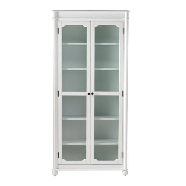 Unbranded Essex 68.5 in. H Suffolk Aged Cream 6-Shelf Bookcase with Glass Doors
