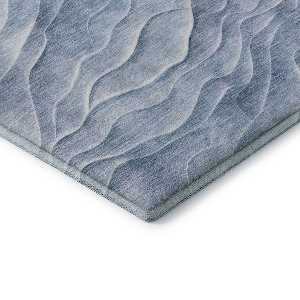 Mayfield Premium Machine Washable Abstract AMF1614 Denim 2 ft. 3 in. x 7 ft. 6 in. Runner Rug