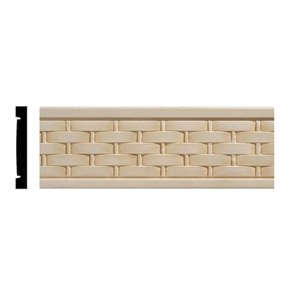 Ornamental Mouldings 990-4WHW . 343 in. D X 2.5 in. W X 47.5 in. L Unfinished White Hardwood Basketweave Embossed Chair Rail Moulding