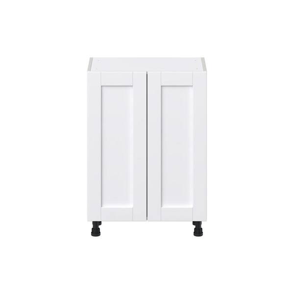 J COLLECTION Mancos Bright White Shaker Assembled Shallow Base Kitchen Cabinet with 2-Doors (24 in. W x 34.5 in. H x 14 in. D)
