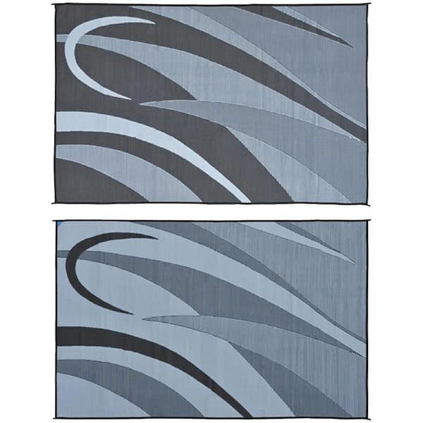 Ming's Mark 8 ft. x 12 ft. Graphic Black/Silver Reversible Mat