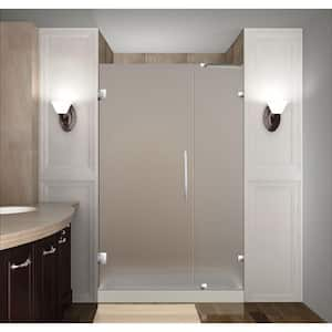 Nautis 35 in. x 72 in. Completely Frameless Hinged Shower Door with Frosted Glass in Stainless Steel