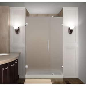 Nautis 40 in. x 72 in. Completely Frameless Hinged Shower Door with Frosted Glass in Stainless Steel