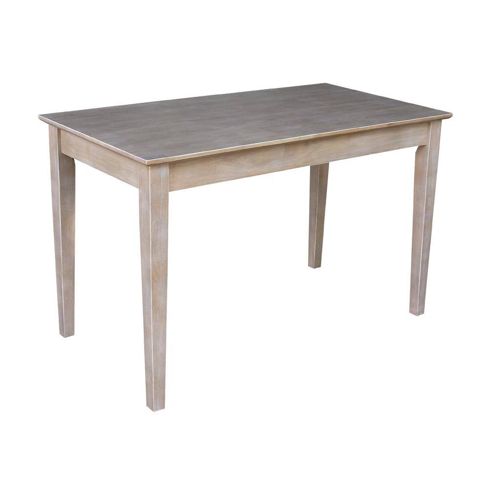 Transitional Solid Hardwood Home Office Desk with Drawer in Washed Gray Taupe