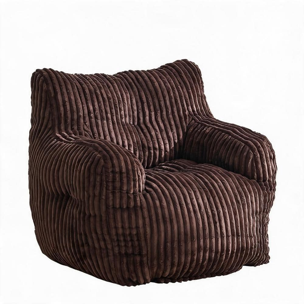 Brown Corduroy Large (39.37 in. x 37 in.) Bean Bag with Memory Sponge Fill, Soft Fluffy Fabric for Living Room price history on PriceWatchPro