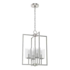 Kerrison 4-Light Brushed Nickel Island Pendant Light with Seeded Glass Shades
