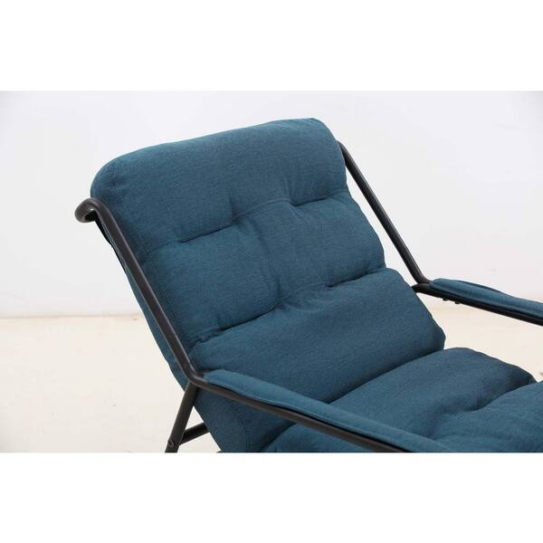 Sudzendf Brown Metal Outdoor Rocking Chair, Padded Cushion Rocker Recliner Chair with Beige Cushions