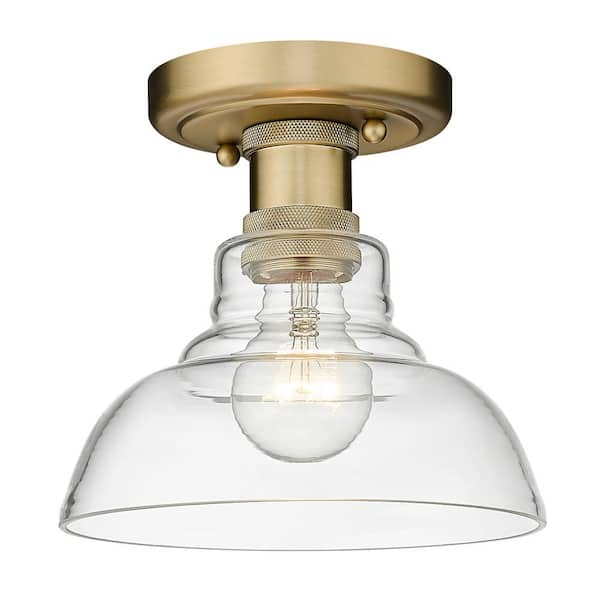 Carver 1-Light Brushed Champagne Bronze Clear Glass Flush Mount