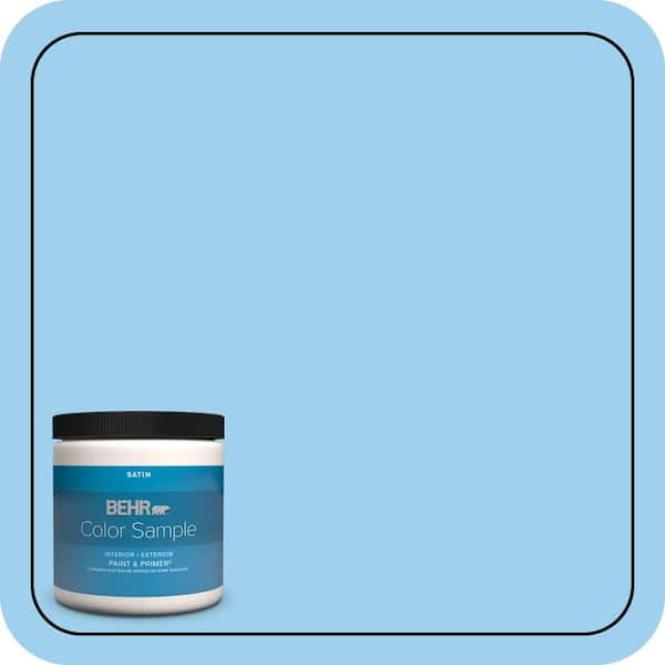 BEHR PREMIUM PLUS 8 oz. #P500-3 Spa Blue Satin Enamel Interior/Exterior Paint & Primer Color Sample