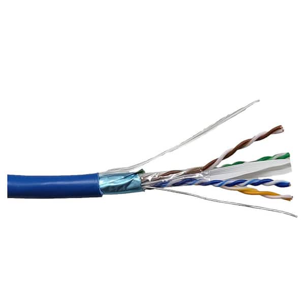 Micro Connectors Inc 500 Ft 23 Awg 8 Conductors Cat 6a Solid And Shielded F Utp Cmr Riser Bulk Ethernet Cable Blue Tr4 570srbl 500 The Home Depot