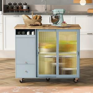 48 Kitchen Island Utility Rolling Cart w/ 2 Storage Drawers & 3 Cabinets,  Grey, 1 Unit - Fry's Food Stores