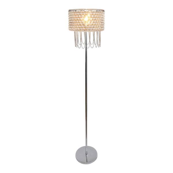 River of Goods 62.25 in. Champagne Plated Glass and Draped Chain Fringe Floor Lamp