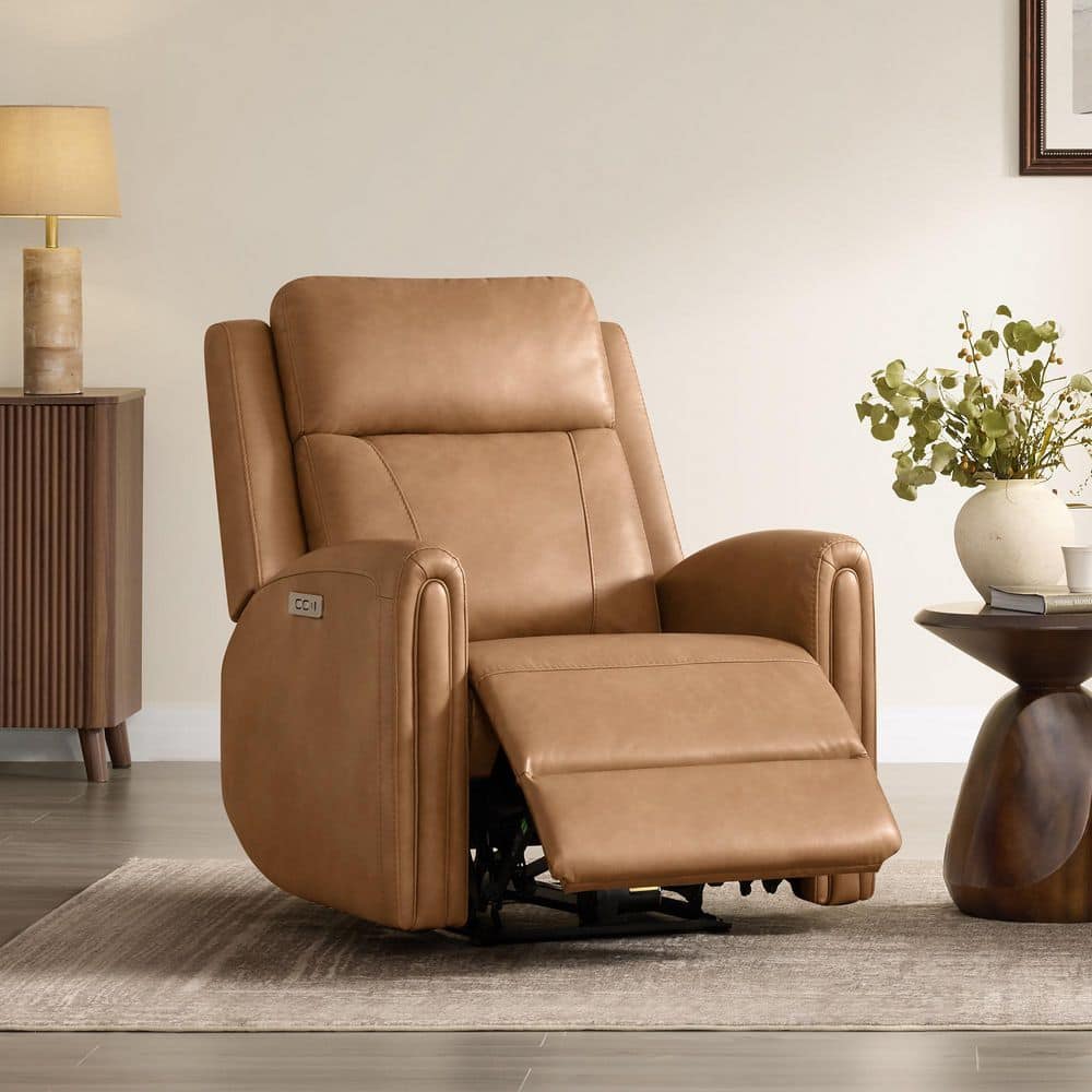Spruce & Spring Nia Camel Faux leather Zero Wall Recliner with