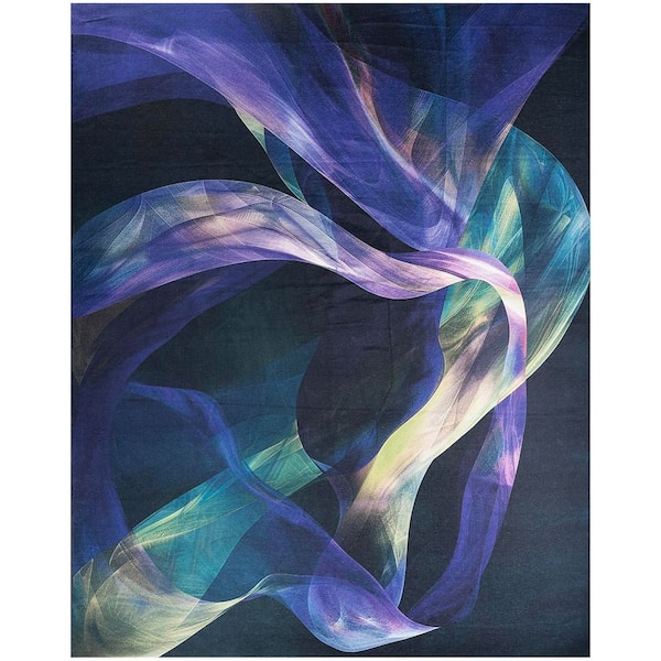 Washables Blue Multicolor 8 ft. x 10 ft. Abstract Contemporary Area Rug