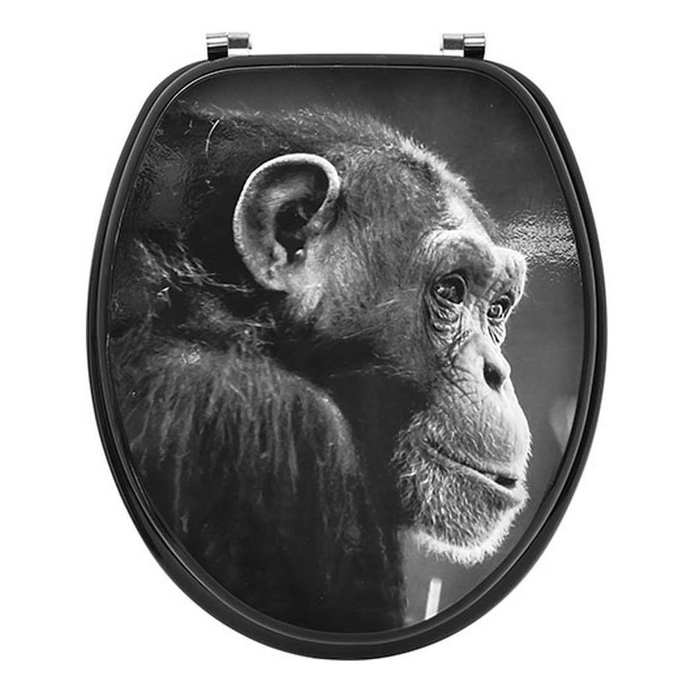 chimpanzee-print-18-inch-elongated-closed-front-toilet-seat-black