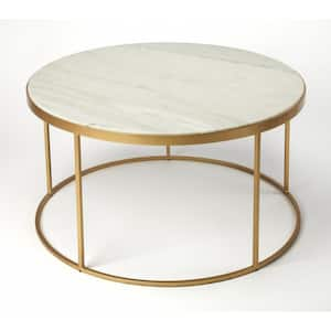 34 in. Natural Round Marble Coffee Table