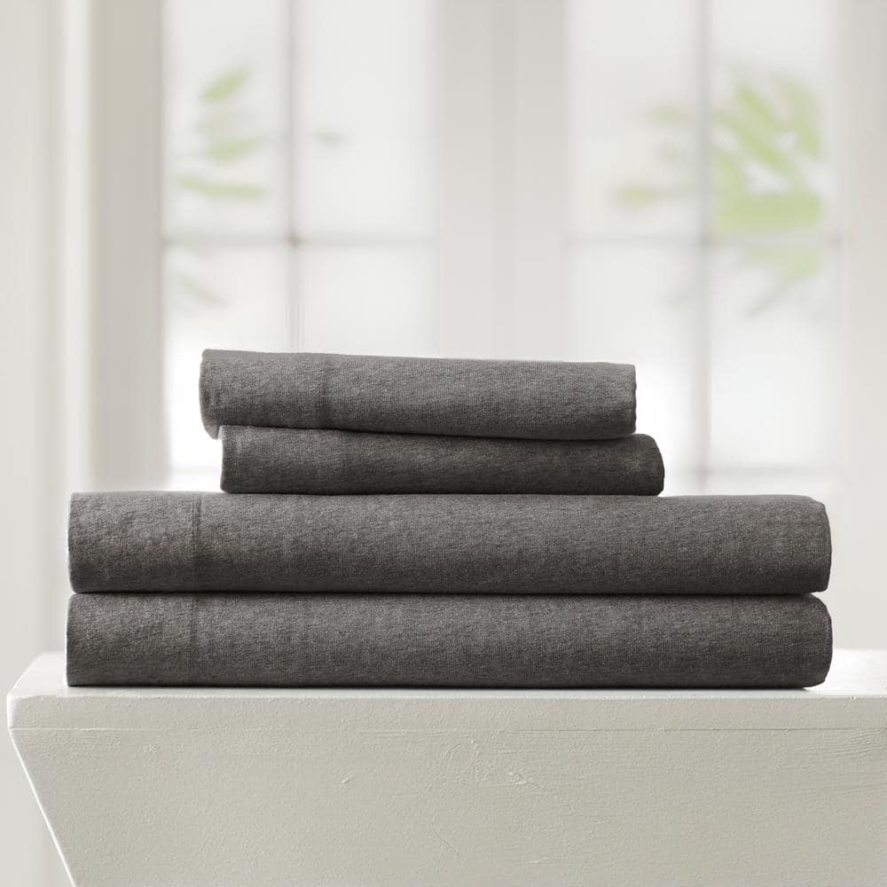 Gray Full Deep Pocket Cotton Jersey Sheet Set