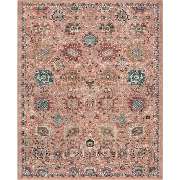 Apollo Serapi Vienna Medallon Vintage, Coral 5 ft. 3 in. x 7 ft. 3 in. Area Rug