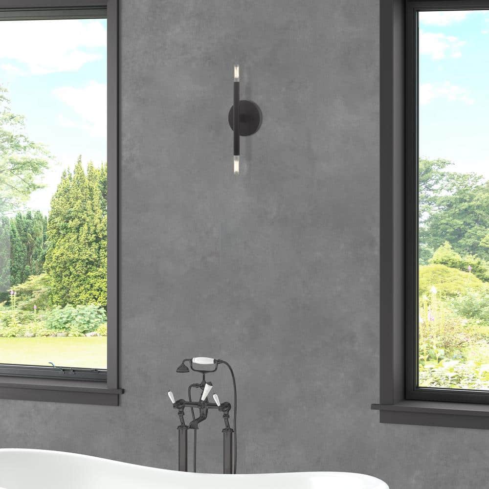 Copenhagen Mid-Century Modern Black and Bronze 2-Light Wall Sconce