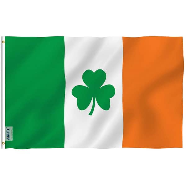 ANLEY Fly Breeze 3 ft. x 5 ft. Polyester Ireland Shamrock Flag 2-Sided Flags Banner with Brass Grommets and Canvas Header